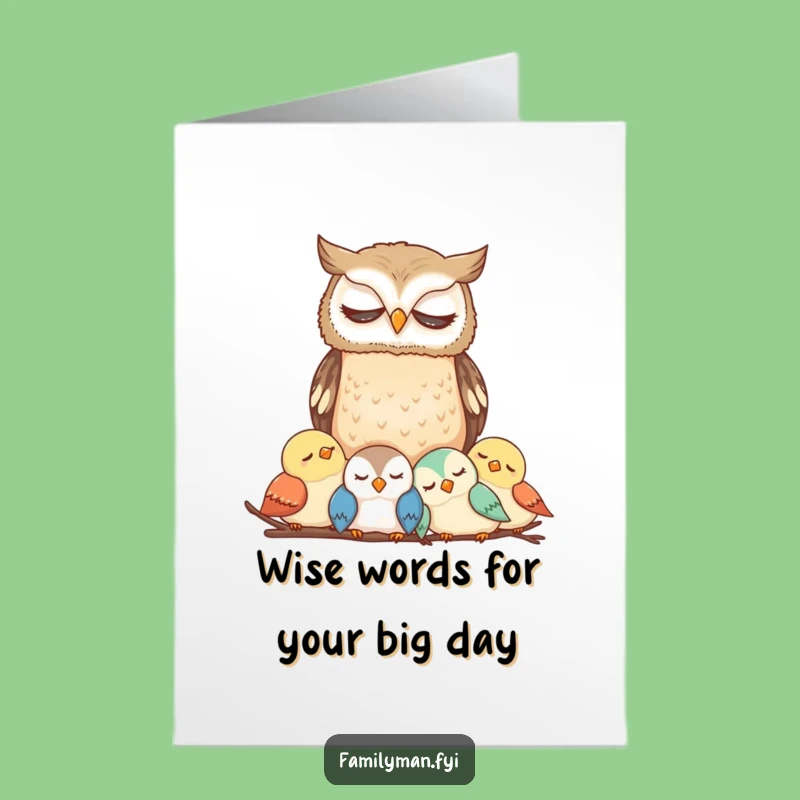 Free Printable Birthday Card: Wise Owl Guardian, Funny Downloadable Gift for Loved Ones