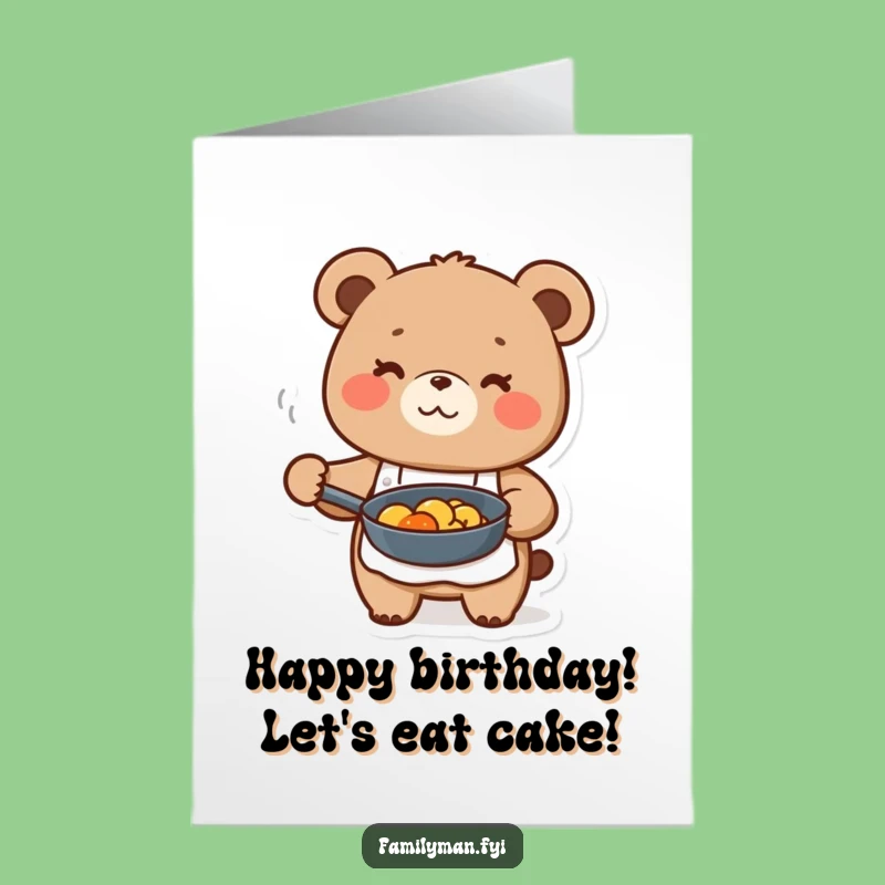 Free Printable Bear Chef Birthday Card - Funny Downloadable Gift for Foodie Friends