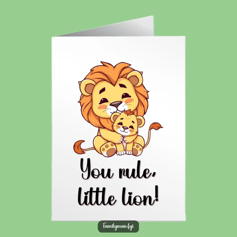 Free Printable Congrats Card: Lion & Cub Embrace for a Heartfelt Downloadable Celebration