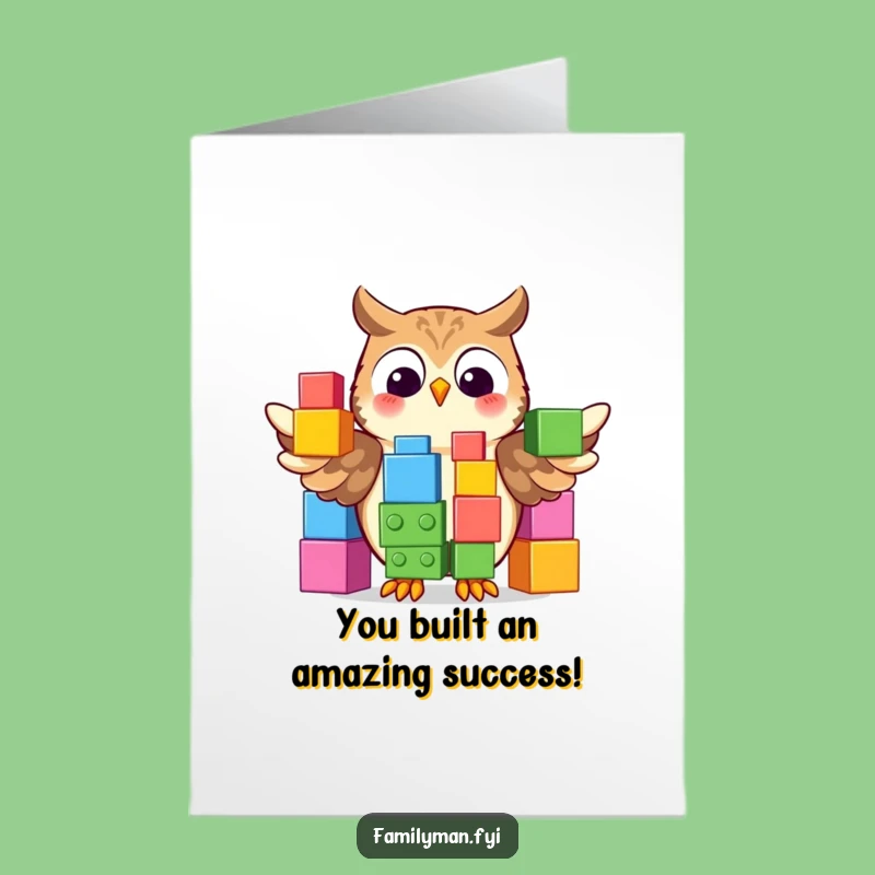 Free Printable Congrats Card: Owl Building Blocks, Funny Downloadable Gift