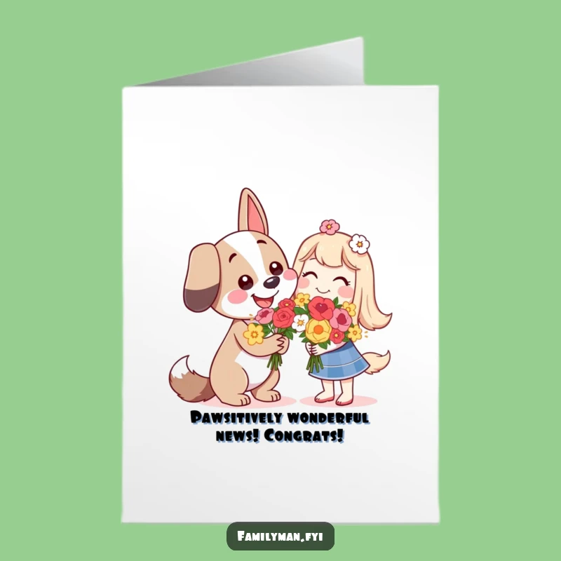 Free Printable Doggy Flowers Congrats Card - Heartwarming Downloadable Gift for Celebrations