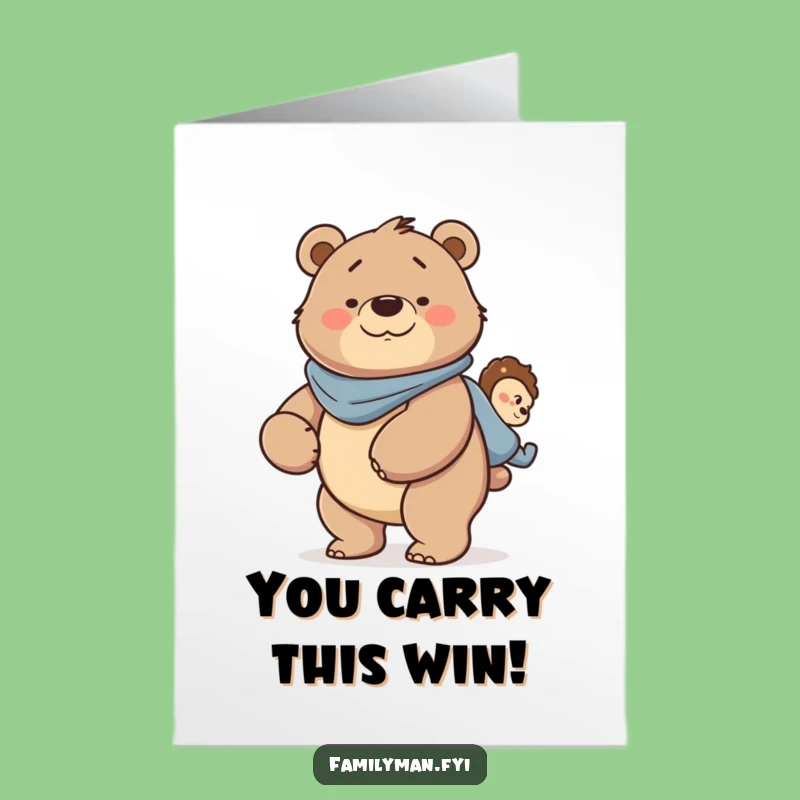 Free Printable Congrats Card: Bear Dad's Winning Ride - Funny Downloadable!