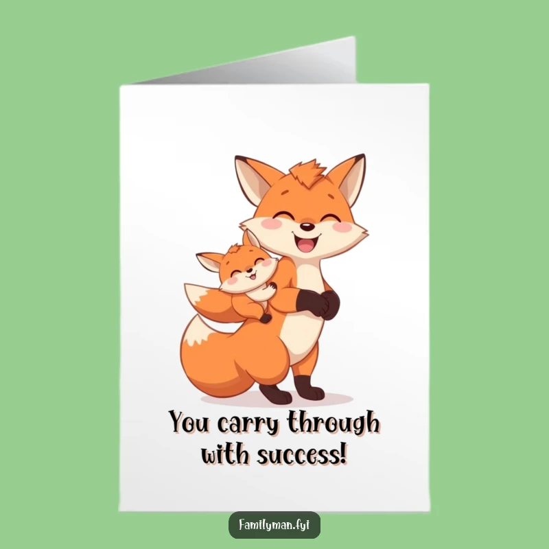 Free Printable Congrats Card: Fox Family Journey - Heartwarming Downloadable Success