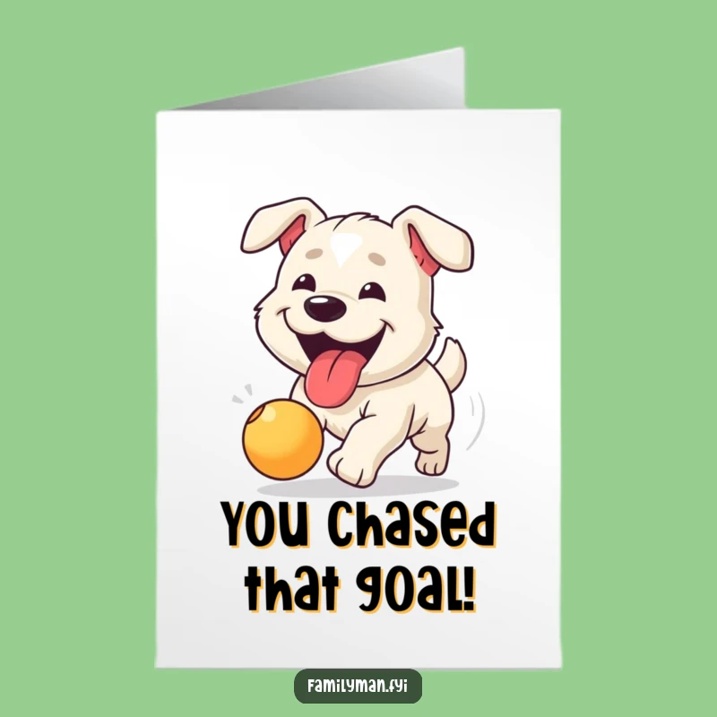 Free Printable Congrats Card: Dog's Winning Chase Downloadable Gift for Achievement