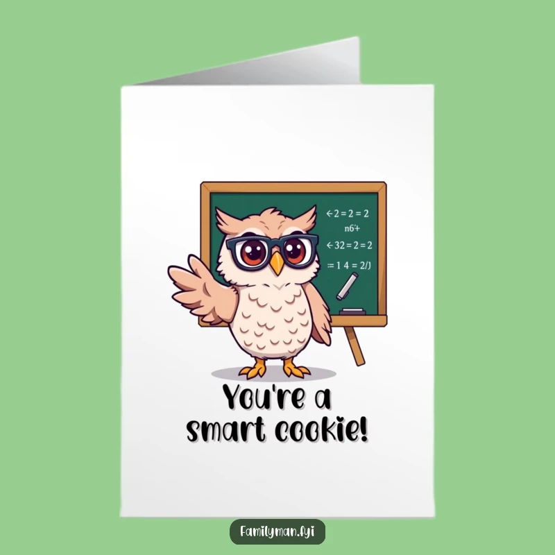 Free Printable Congrats Card: Wise Owl's Equation for Success, Celebrate Achievements Downloadable