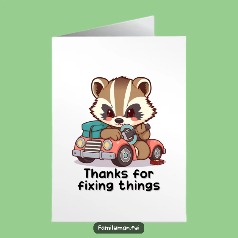 Free Printable Badger Thank You Card: Practical Funny Downloadable Gift for Helpers!