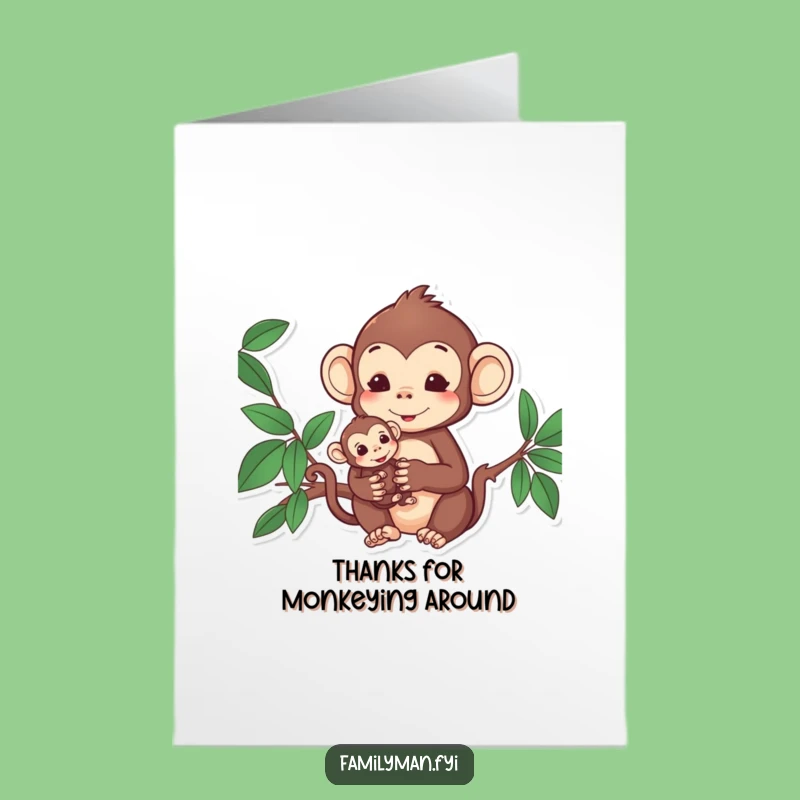 Free Printable Monkey Thank You Card: Family Hug Funny Downloadable Gift