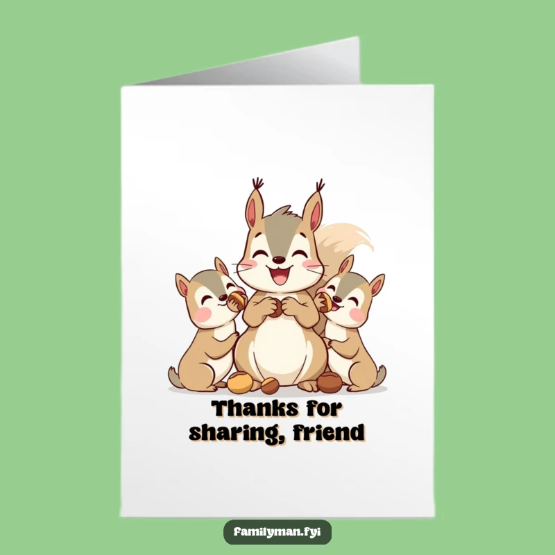 Free Printable Squirrel Sharing Thank You Card - Cute DIY Downloadable