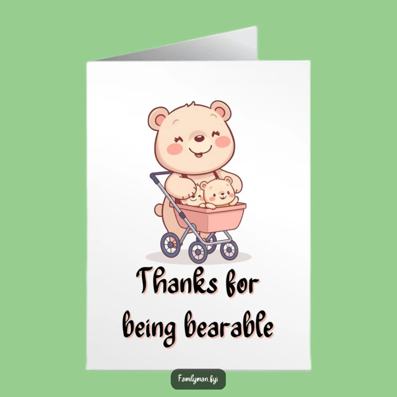 Heartwarming Free Printable Thank You Card: Bear's Cub Gratitude Greeting