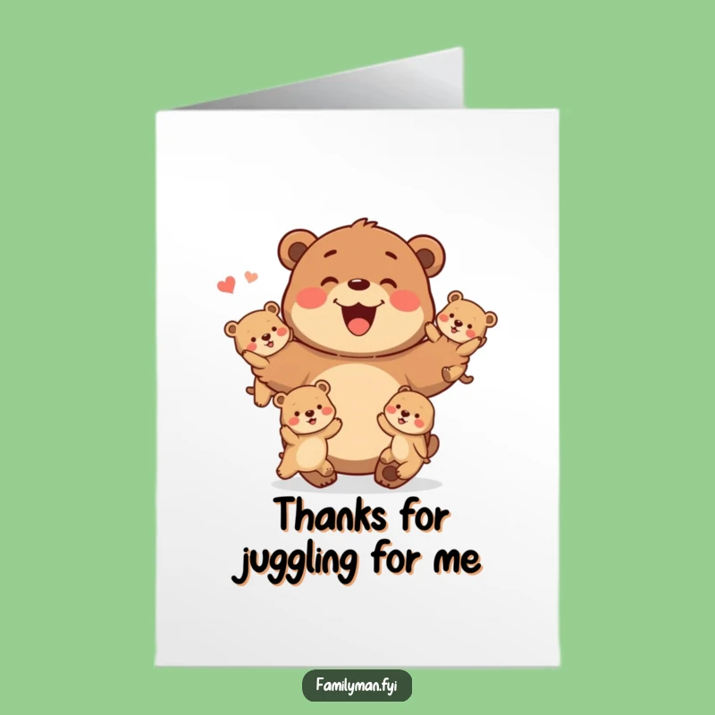 Free Printable Thank You Card: Dad Bear's Balancing Act - Sweet Downloadable Gratitude
