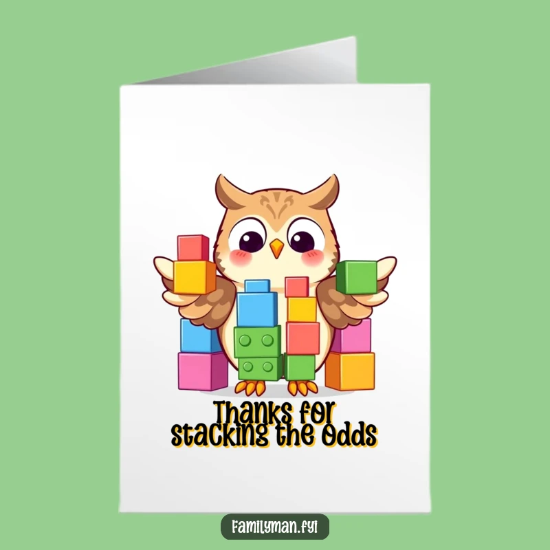 Free Printable Thank You Card: Owl Building Blocks, Funny Downloadable Gift