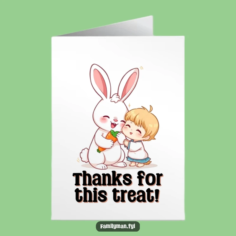 Free Printable Thank You Card: Rabbit & Child Sharing Carrot for Sweet Downloadable Appreciation