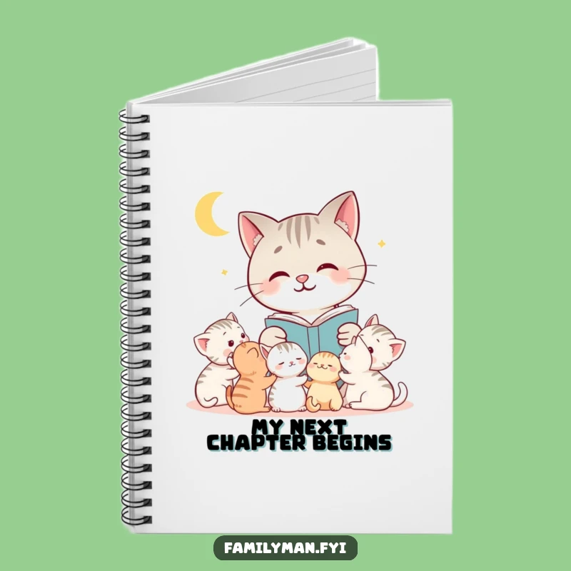 Funny Cat Notebook: Bedtime Story Cat Reading to Kittens, Journal Gift