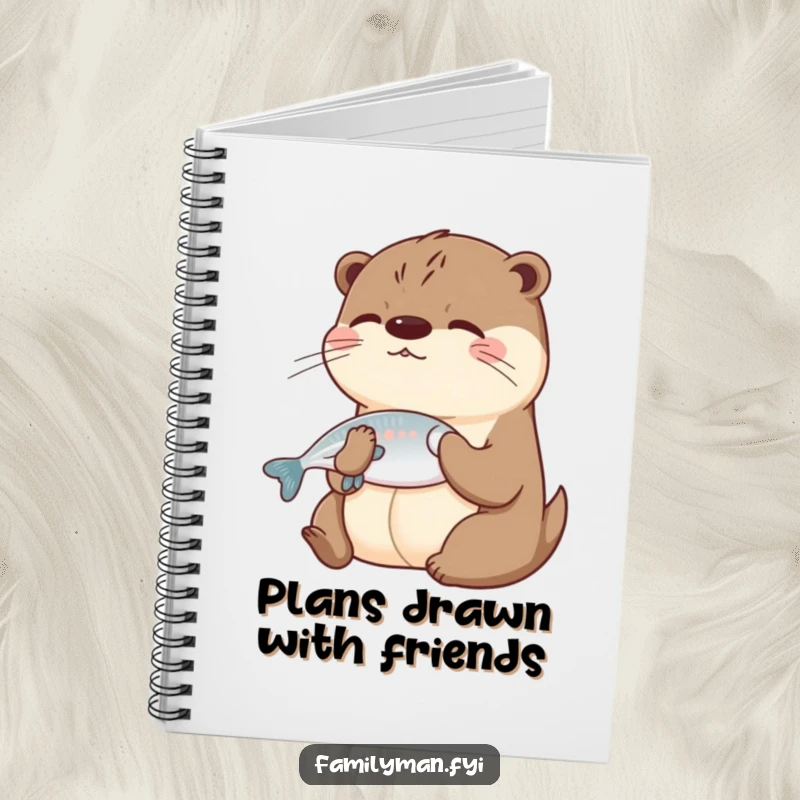Funny Otter Notebook with a playful otter sharing a fish, ideal for jotting down humorous thoughts and plans.