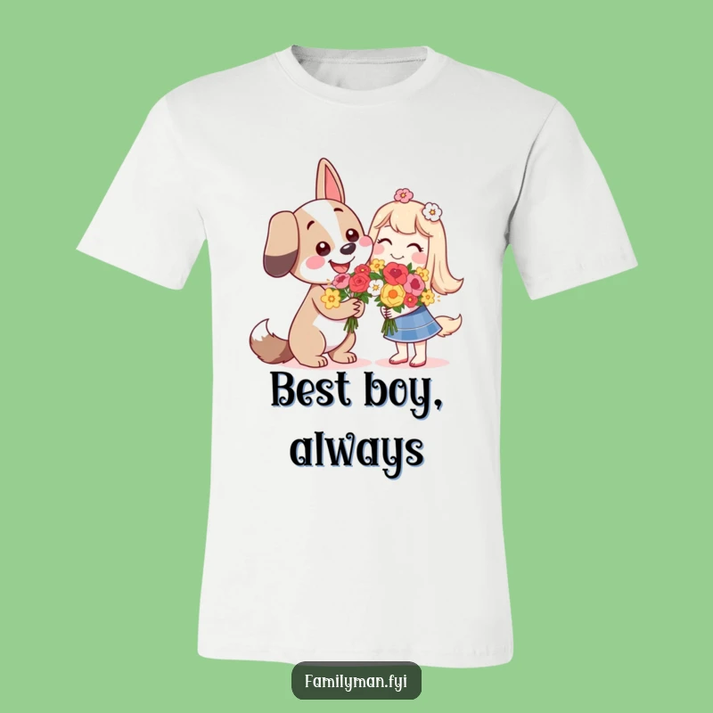 Funny Dog Love T-Shirt - Sweet Flower Bouquet Tee