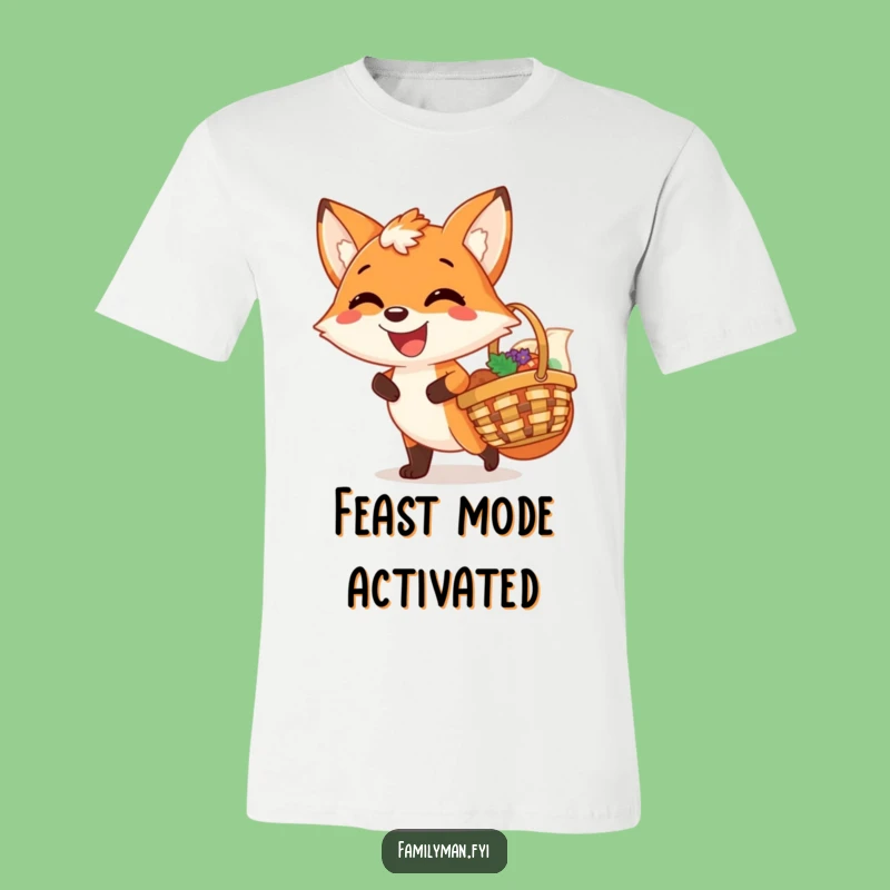 Funny Fox Picnic T-Shirt: Joyful Carry Basket, Satisfied Grin Tee