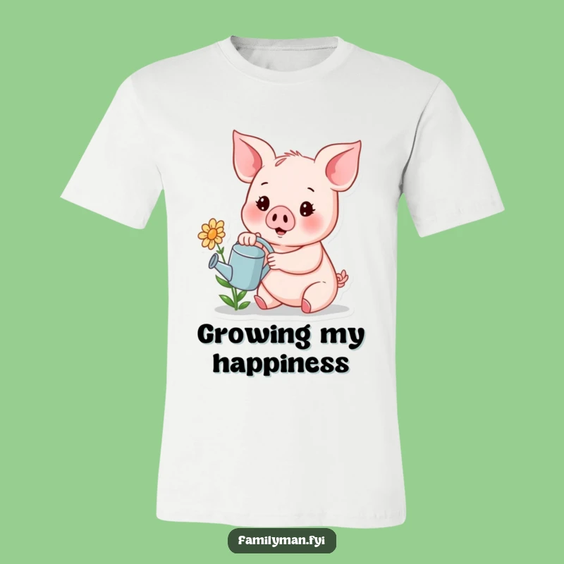 Funny Piglet Watering Flower T-Shirt - Cheerful Garden Gift for Enthusiasts
