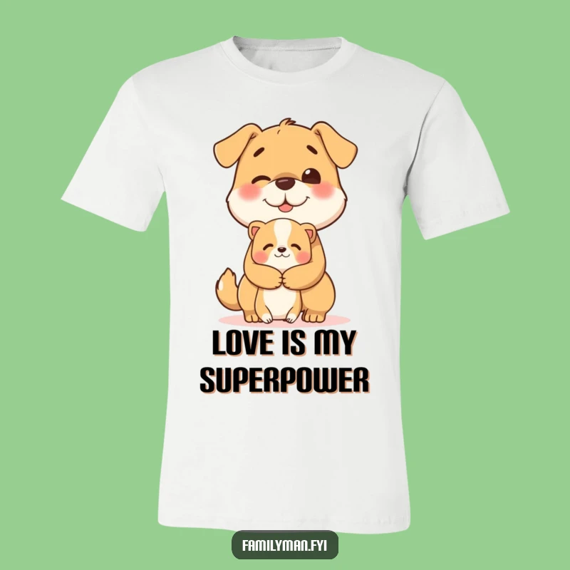 Funny Dog Hug T-Shirt: Cheerful Dog Embraces Friend; Ideal Funny Gift