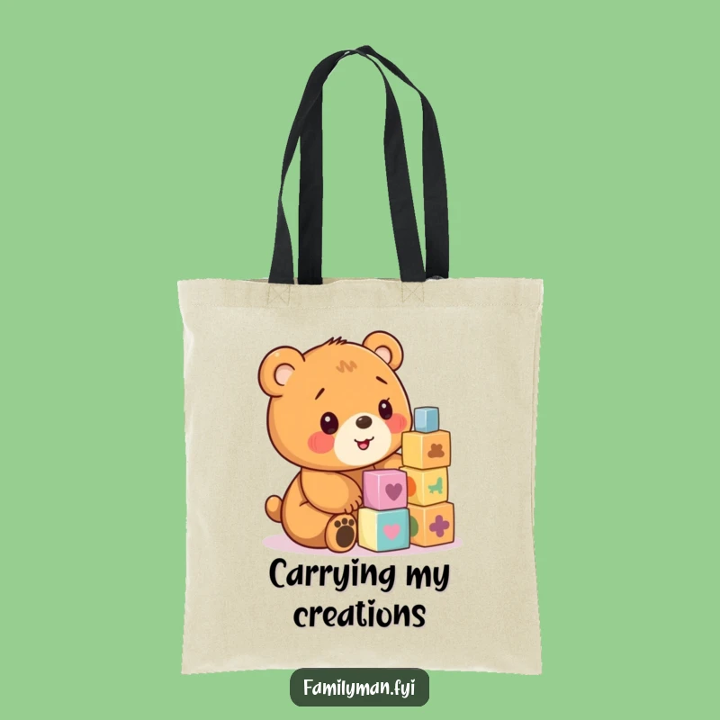 Funny Bear Cub Tote Bag: Playful Gift for Carrying Your Blocks of Joy