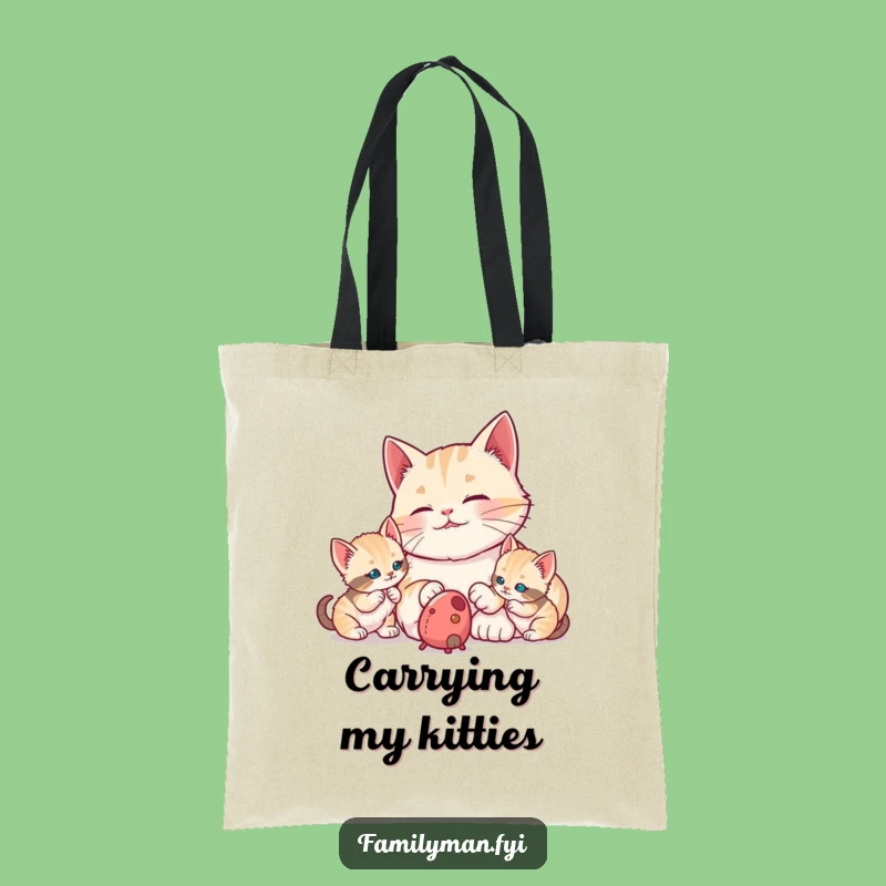 Funny Dad Cat Tote Bag: Proudly Watching Kittens, Cute Gift