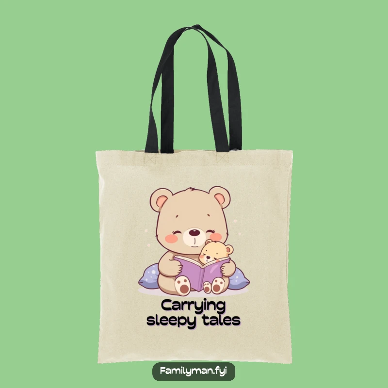 Funny Bear Story Tote Bag - Sweet Bedtime Design for Everyday Charm