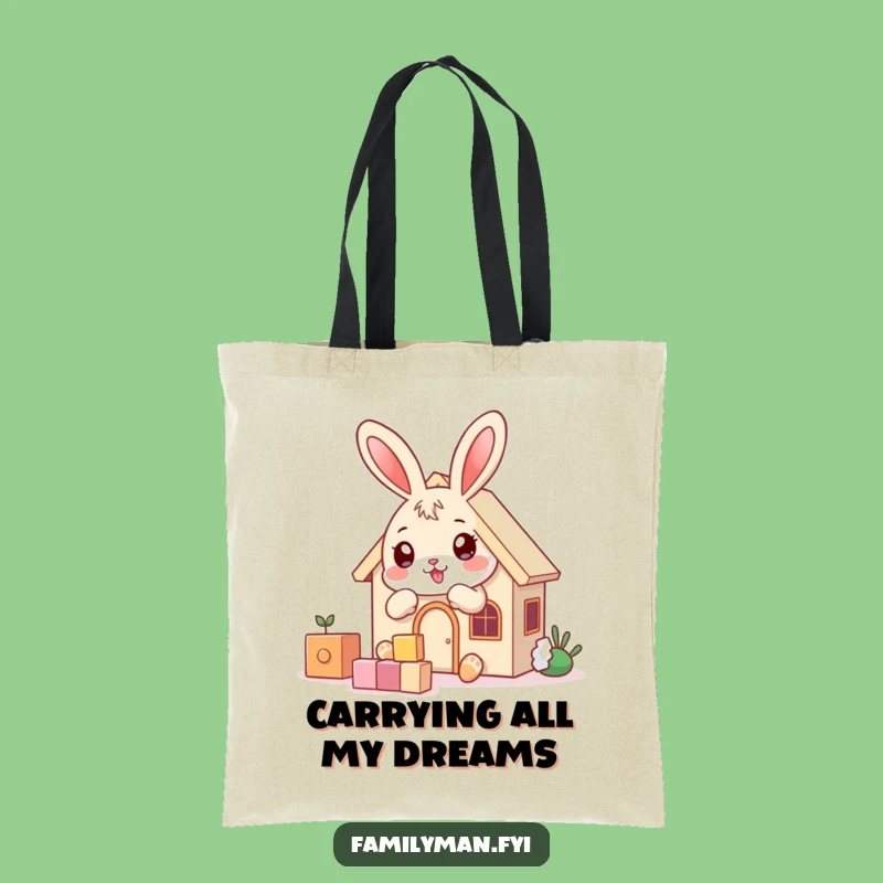 Funny Bunny Builder Tote Bag - Playful House Carryall