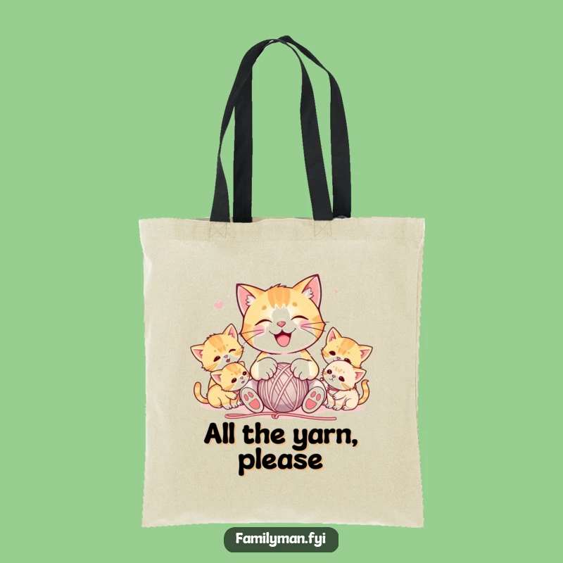 Funny Cat Yarn Tote Bag: Carry Your Essentials with this Playful Feline Accessory, Ideal Gift