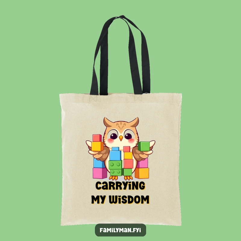 Funny Owl Building Blocks Tote Bag: Carry Your Brilliance!