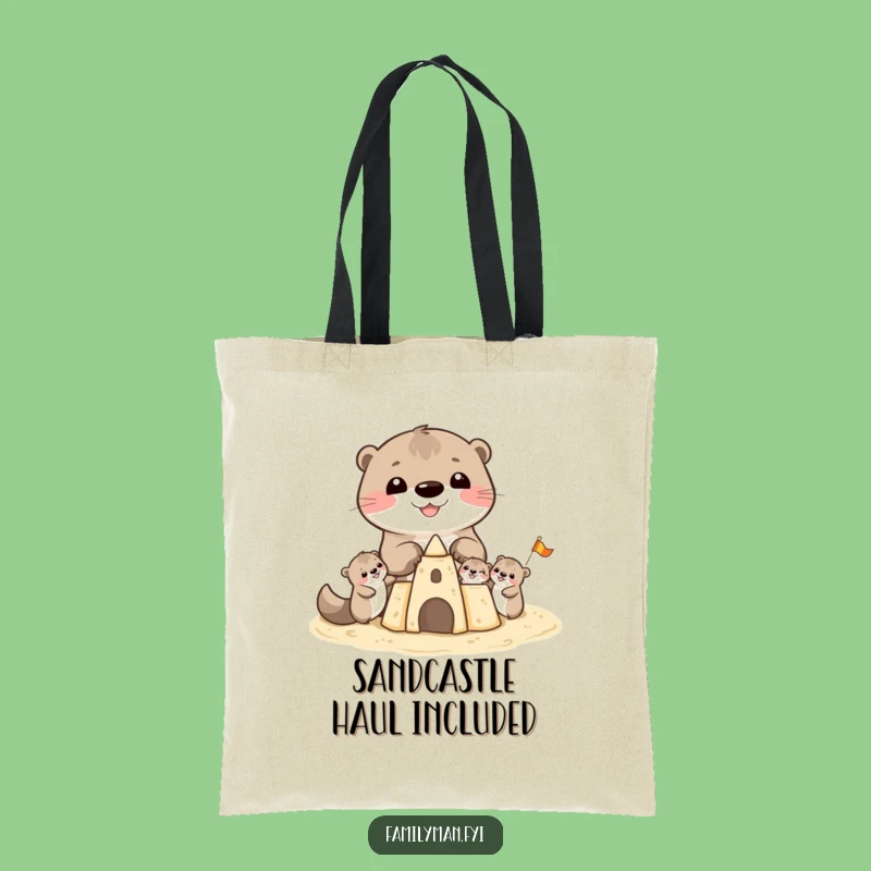 Funny Otter Sandcastle Tote Bag: Cheerful Beach Companion for Daily Errands Gift